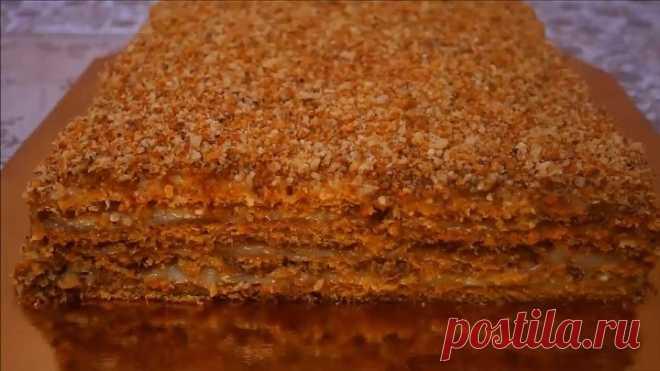 Медовик БЕЗ РАСКАТКИ КОРЖЕЙ и БЕЗ МАСЛА быстрый и простой рецепт торта