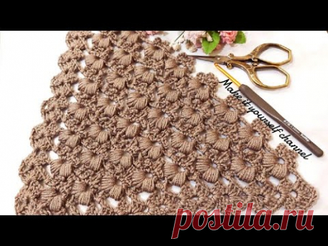 Как связать шаль крючком классической строчкой