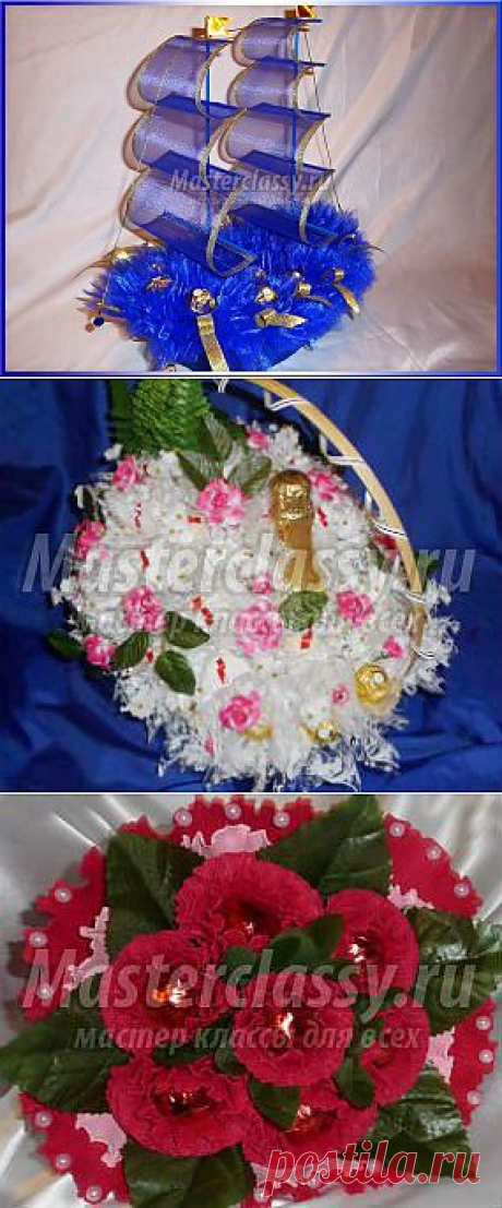Подарки из конфет своими руками. Корабль из органзы. Мастер-класс с пошаговыми фото