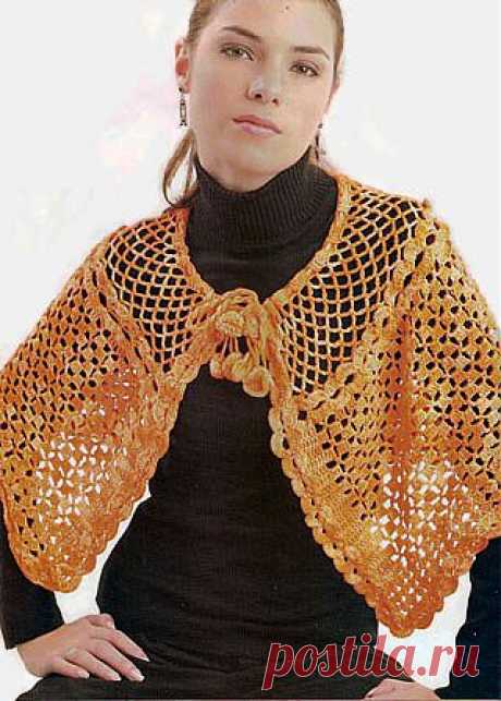 Ажурная пелерина, связанная крючком. Описание + схемы/Шали. Палантины. Платки. Пончо. Накидки. Пелерины./Вязание/Статьи / Шитье, вязание, рукоделие, бисероплетение