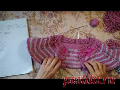 Кофточка для девочки 10 - 12 лет, реглан сверху.