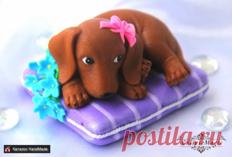 Мыло ручной работы Такса на подушечке HandMade