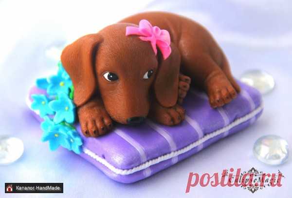 Мыло ручной работы Такса на подушечке HandMade