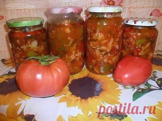 САЛАТ "ИРЭН" / 1,5 кг томатов, 
2 кг цветной капусты, 
1,5 кг болгарского перца/