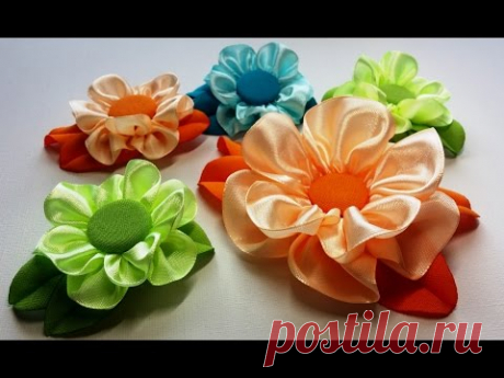 Flower from the whole ribbon/Flores de la cinta entera/Цветок из цельной ленты.МК