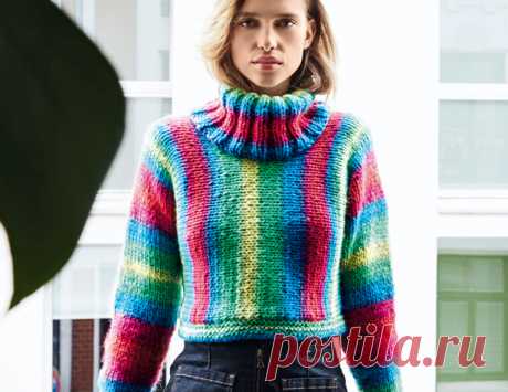 Свитер в вертикальную полоску - схема вязания спицами. Вяжем Свитеры на Verena.ru