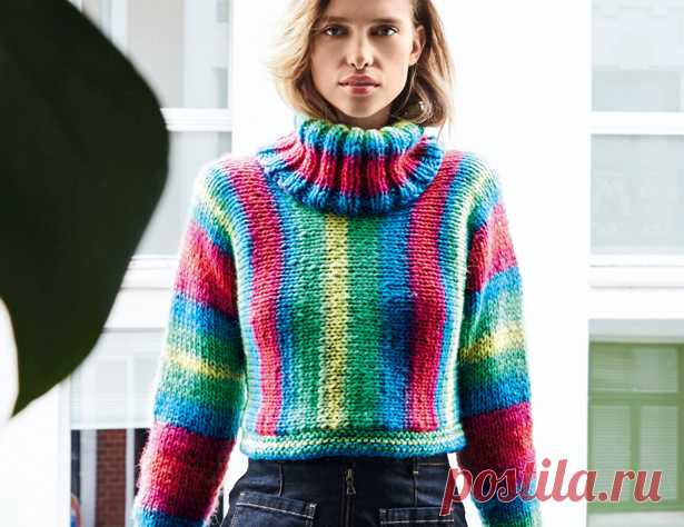 Свитер в вертикальную полоску - схема вязания спицами. Вяжем Свитеры на Verena.ru