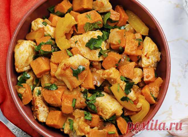 Вкусный Рецепт: Батат с курицей в мультиварке