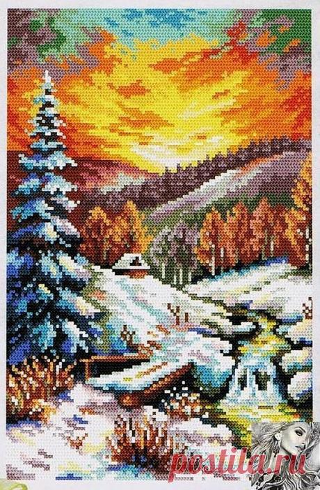 Blask zimowego wieczoru (вышивка крестиком, схема)