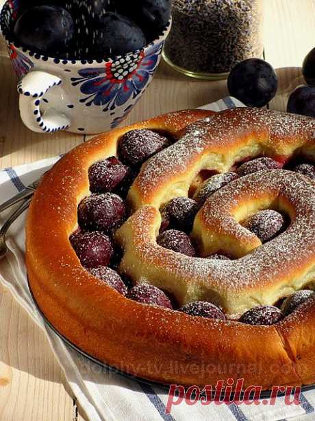 Пирог *Большая улитка с маком и сливами*.