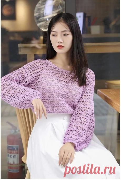 14 пуловеров крючком со схемами, которые согреют, украсят, вдохновят | Вязание крючком | Дзен