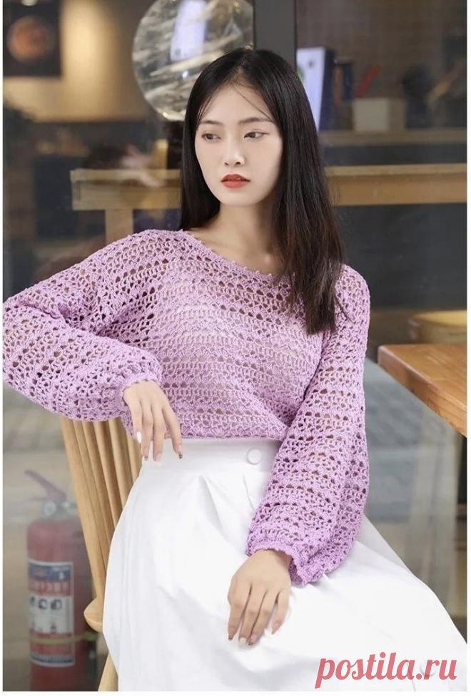 14 пуловеров крючком со схемами, которые согреют, украсят, вдохновят | Вязание крючком | Дзен