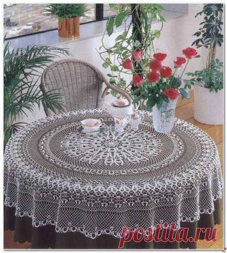 Вяжем скатерть крючком.