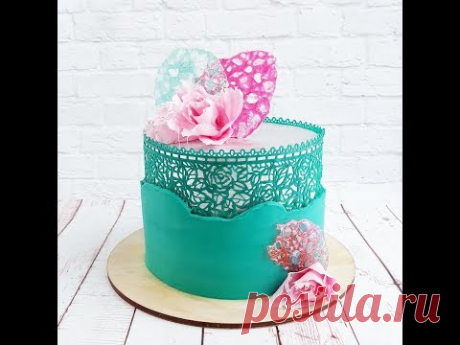 Гибкий айсинг. Торт с кружевом.\ Flexible icing. Cake with lace.