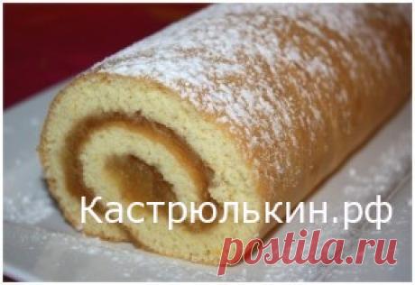 ВКУСНЫЙ РУЛЕТ К ЧАЮ С ЯБЛОЧНОЙ НАЧИНКОЙ » Рецепты на каждый день