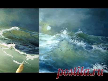 Рисование акрилом. морская волна акриловыми красками Meerlandschaft  mit Acryl Seascape in Acrylic