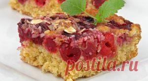 Вишневый пирог с овсяными хлопьями - рецепты выпечки, блюда из овсянки