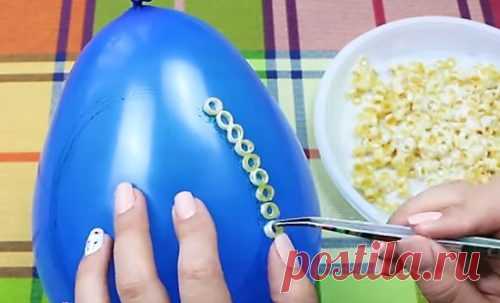 Чудесная пасхальная поделка из шарика и макарон . Милая Я