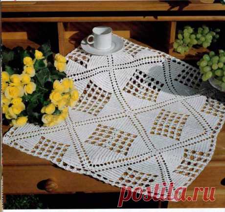 Квадратная салфетка из мотивов. Крючком. Схема. / knittingideas.ru