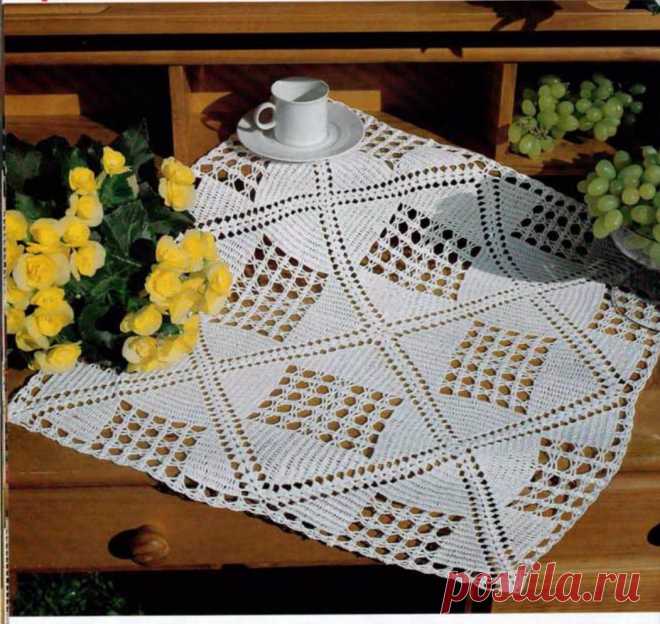 Квадратная салфетка из мотивов. Крючком. Схема. / knittingideas.ru