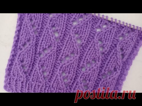 "Ажурные зигзаги" спицами поворотными и круговыми рядами. Схема.