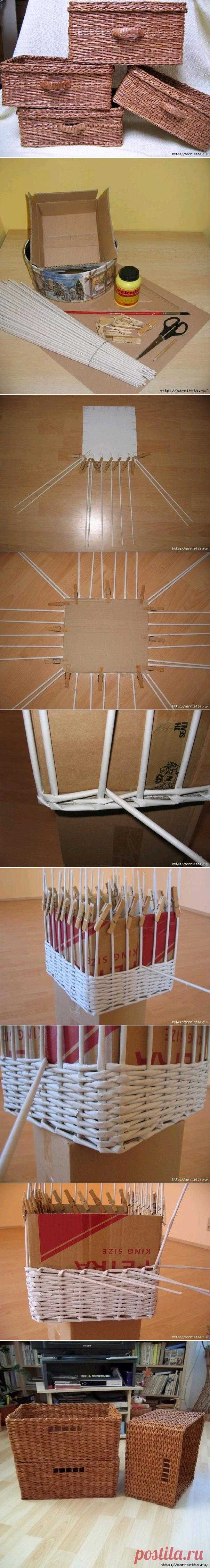 DIY Newspaper Weave Basket | FabDIY Making a few weave baskets can be loads of fun and the best...