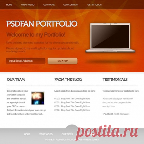 Яркий шаблон для портфолио в Фотошоп / Photoshop уроки и всё для фотошоп - новые уроки каждый день!