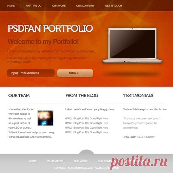 Яркий шаблон для портфолио в Фотошоп / Photoshop уроки и всё для фотошоп - новые уроки каждый день!
