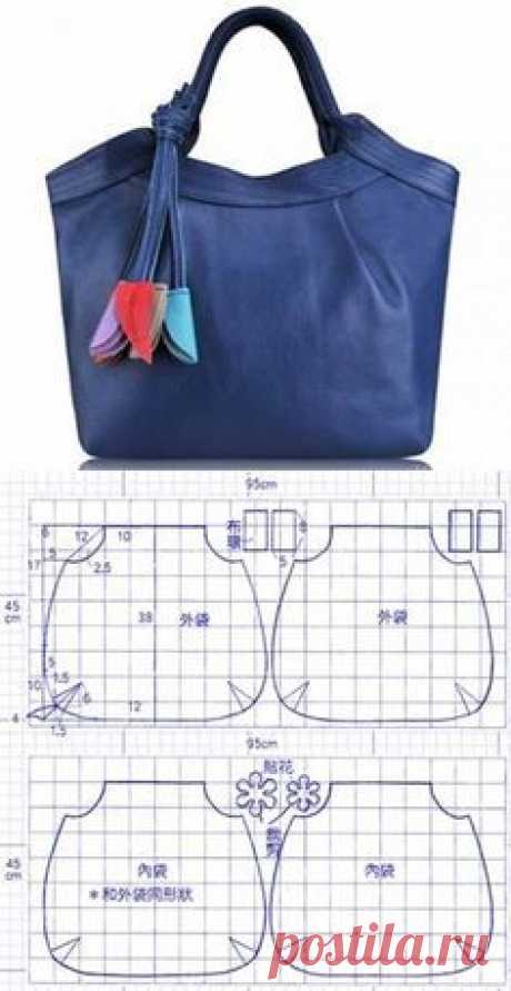 Bag pattern {Site NOT in English} from Выкройка сумочки из кожи | Искусница                                                                                                                                                                                 More