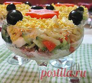 Слоеный салат с тунцом - рецепты с фото