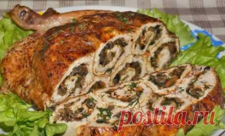 Курица фаршированная блинами, пошаговый рецепт с фото