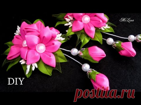 ЗАЖИМЫ ДЛЯ ВОЛОС, МК / DIY Kanzashi HairClip