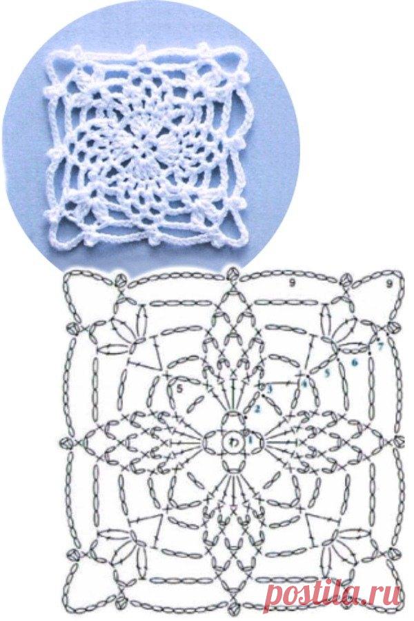 100 Quadrados de Crochê Com Gráfico Parte 6 ⋆ De Frente Para O Mar