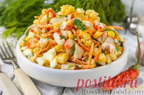 Рецепт: Салат с крабовыми палочками и морковью по-корейски на RussianFood.com