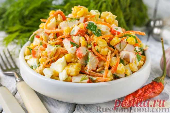 Рецепт: Салат с крабовыми палочками и морковью по-корейски на RussianFood.com