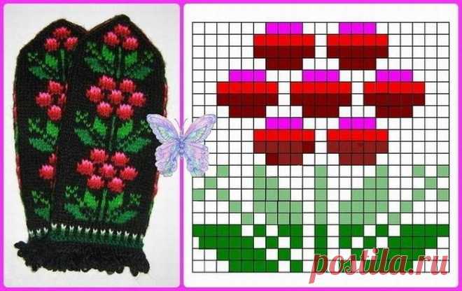 Рукавички с сочным узором - пусть зима будет яркой! Конкурс 