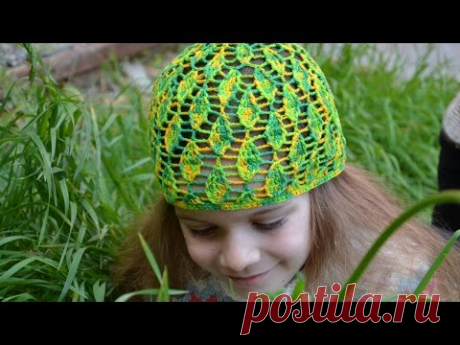 Летняя панамка крючком &quot;Листья на паутинке&quot;