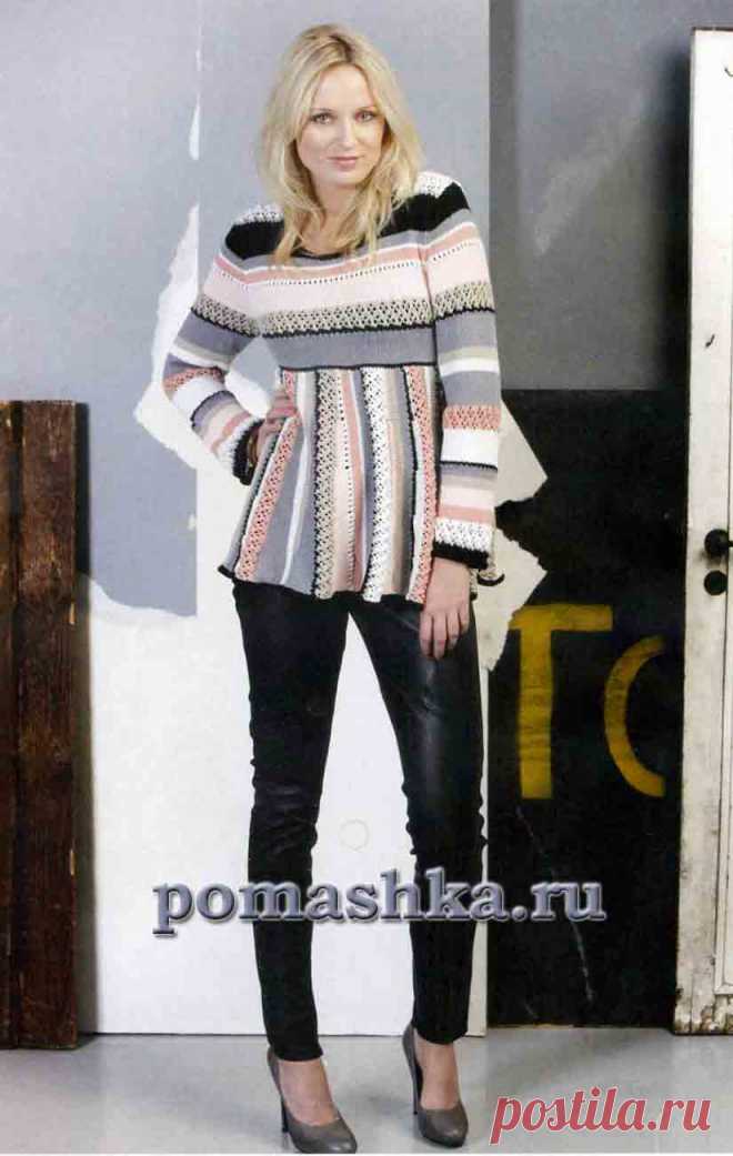 Туника в полоску спицами | Ромашка - Вязание для всех