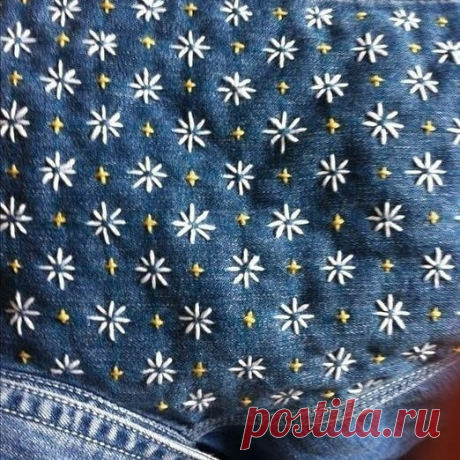 Сашико джинсовой рубашки