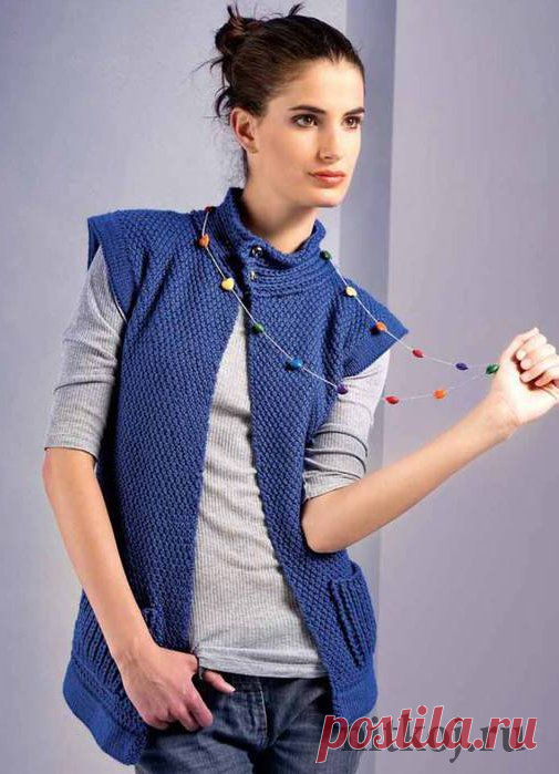 Женский жилет спицами с накладными карманами » Ниткой - вязаные вещи для вашего дома, вязание крючком, вязание спицами, схемы вязания