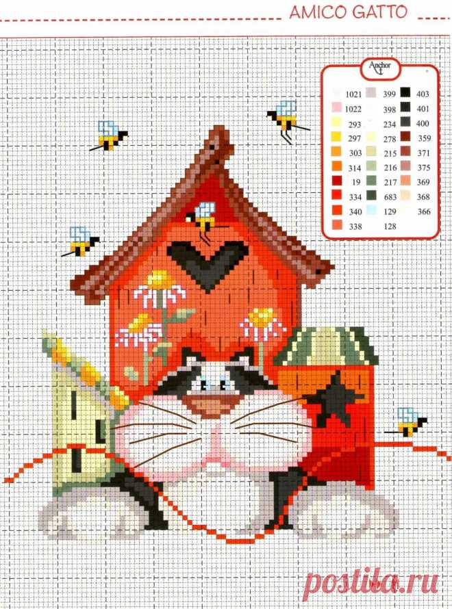 Вышиваем мелочи для дома. Коты.