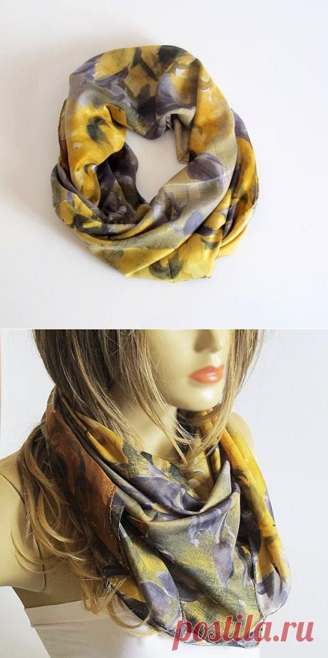 autumn scarf Women scarf scarves gray and yellow gift by selenayy
