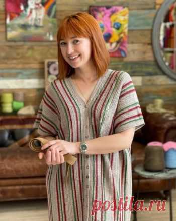 Вяжем платье/халат крючком В скобках со значком 