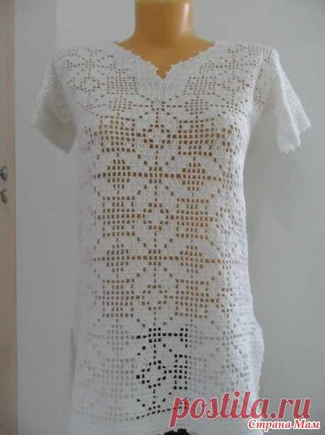 Пляжная туника, филейное вязание | Handmade24