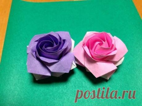 佐藤ローズ四角の達人折り基本形 裏白バージョン Sato naomiki rose Tatsujinori Basic form2 - YouTube