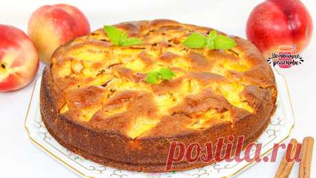 Нежнейший фруктовый пирог с персиками и нектаринами (Невероятно сочный и воздушный!) | Домашние рецепты с Любовью | Яндекс Дзен