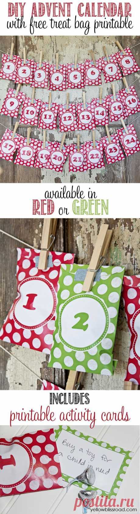 (1) Free Printable Advent Calendar Treat Bag Kit