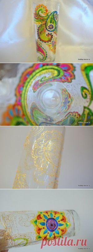 Метаморфозы (превращение стакана в вазу; витражная роспись) | ХоббиТерра - Ваш компас в мире увлечений