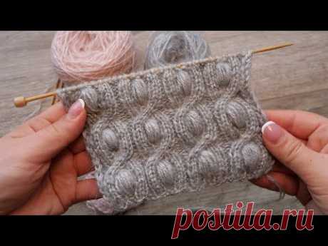 Узор «Bobble &amp; Cable» спицами 🎭 knitting pattern