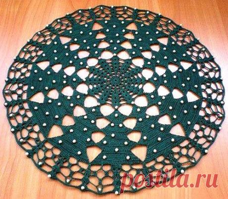 Салфетка с бисером. "Ёлочки"